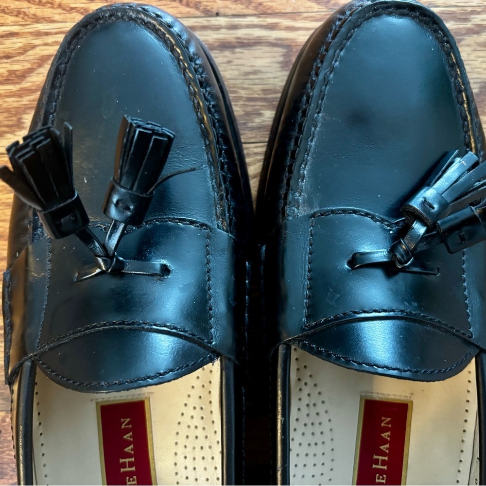 Cole Haan Glossy Black Tassel Loafers - Size 10 - Picture 2 of 9